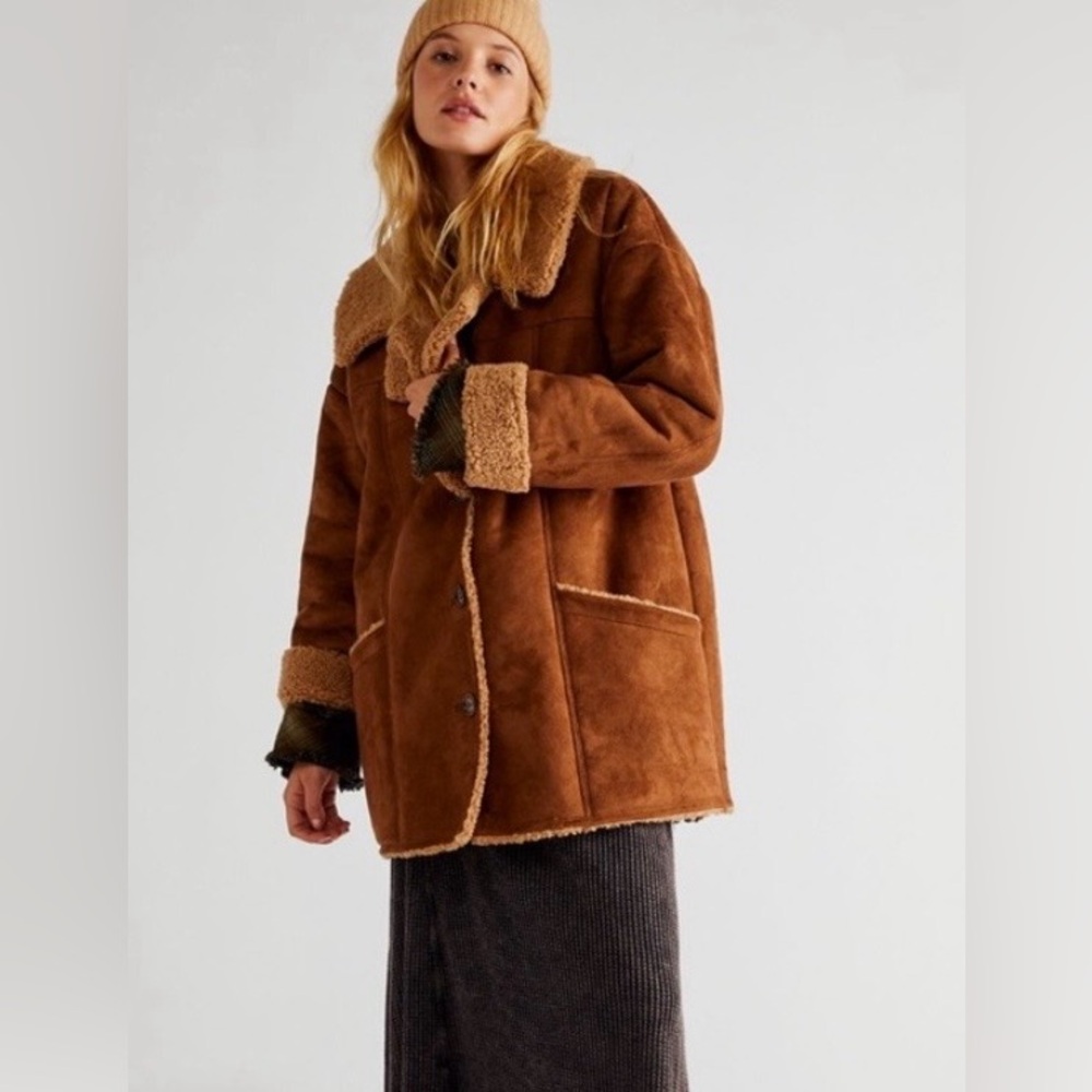 NWOT-FREE PEOPLE Diogo Coat | Cinnamon|Tan - Picture 4 of 6